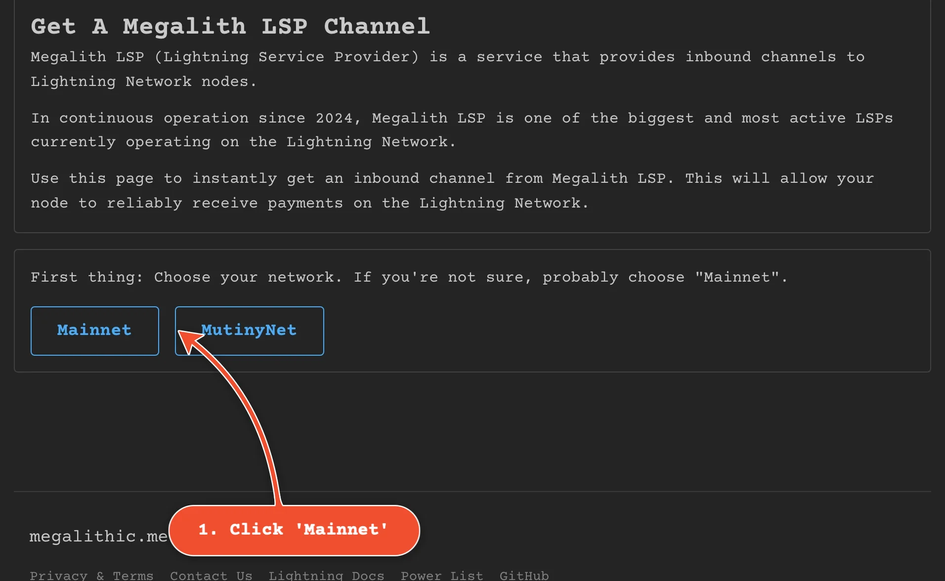 Click 'Mainnet'