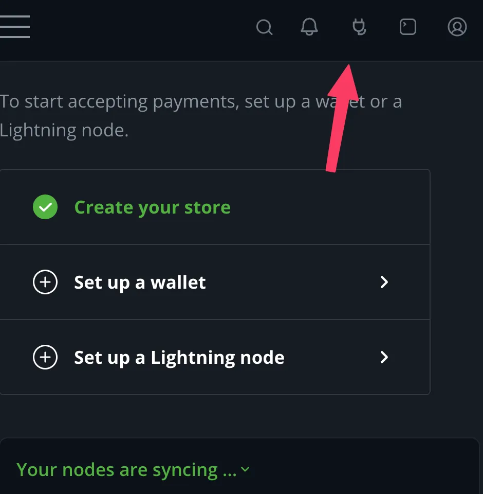 Click the plug icon in the top-right corner to open the Plugins menu