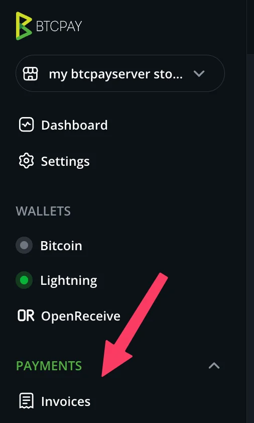 Click 'Invoices' in the sidebar