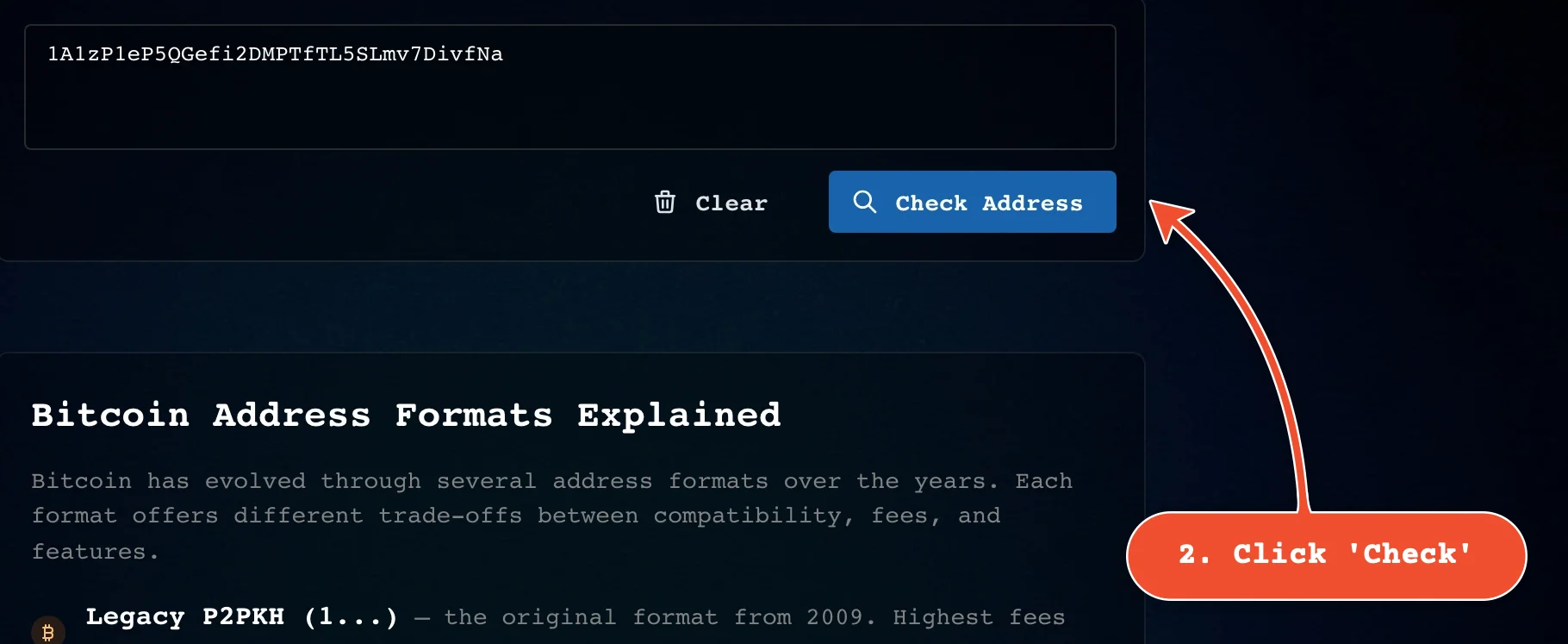 Click 'Check Address'