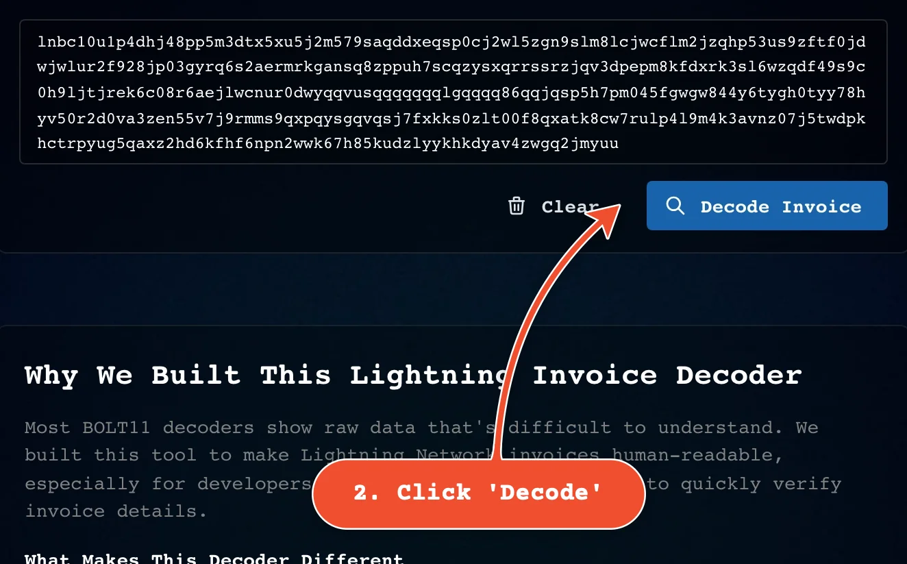 Click 'Decode Invoice'