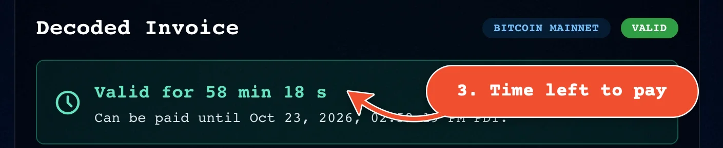 The countdown shows how long the invoice can still be paid