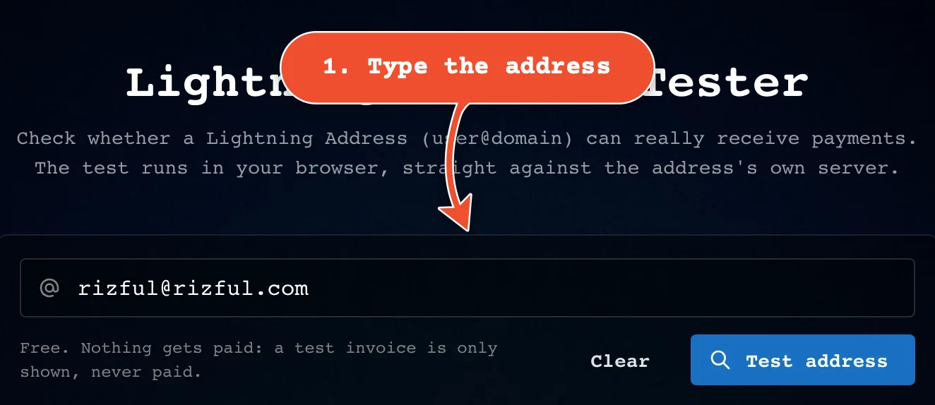 Type the Lightning Address into the box