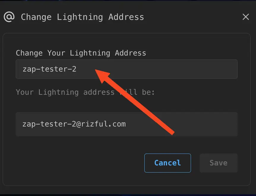 Choose your preferred Lightning Address