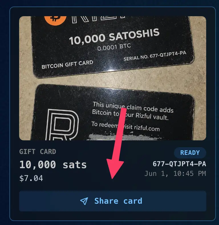 Ready cards can be shared.