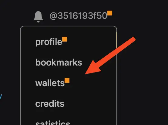 Click on your profile menu and select 'wallets'