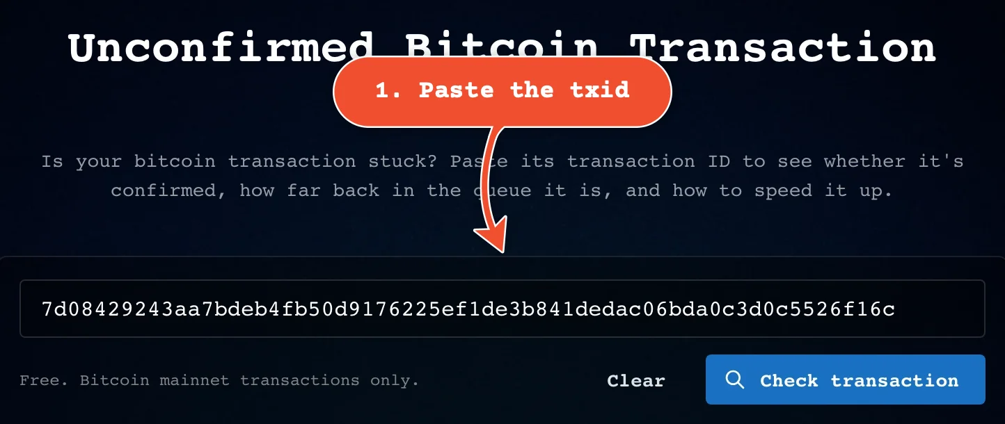 Paste the transaction ID into the box