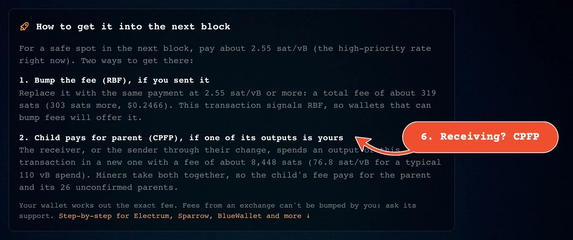 If you're receiving it: pay for it with a child transaction (CPFP)