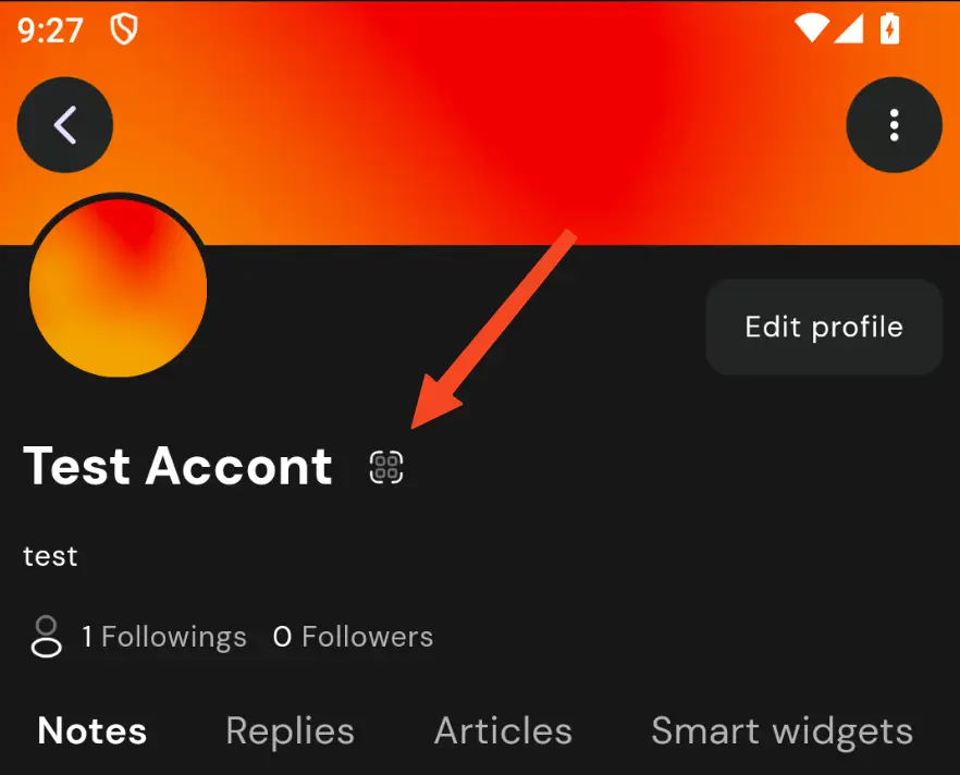 Tap the QR code icon to view your profile details
